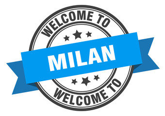 Obraz premium Milan stamp. welcome to Milan blue sign