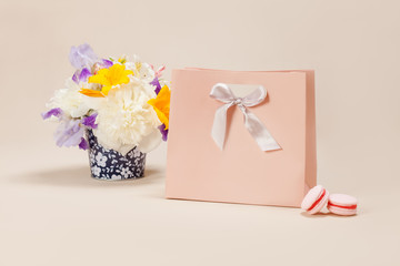 Elegant gift package with bow and flowers