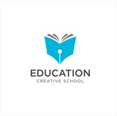Book pen Logo Vector Design Illustration . Education logo design template