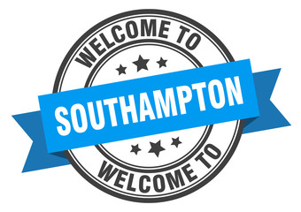 Southampton stamp. welcome to Southampton blue sign