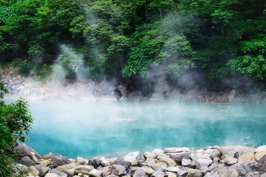 Beautiful scenery of hot spring in the forest in Beitou District, Taiwan