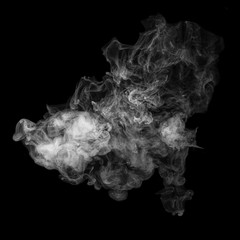 Photo of white smoke isolated on a black background