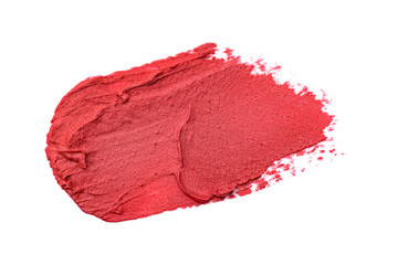 Fototapeta premium Lipstick smear isolated on white background. Makeup product sample
