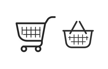 Shopping cart, consumer basket icon. Vector illustration