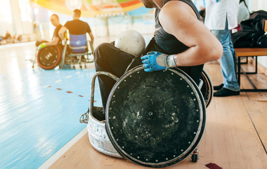 Obraz premium Rugby players in the wheelchairs