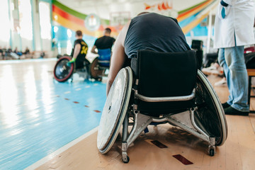 Obraz premium Rugby players in the wheelchairs