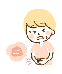 Illustration that young man endures stomachache