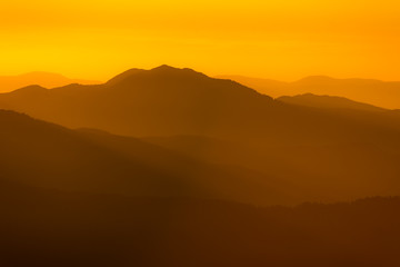 Beautiful golden sunset over the mountains.