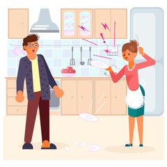 Woman scandals and beats dishes