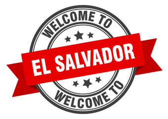 El Salvador stamp. welcome to El Salvador red sign