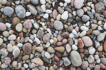 lot of smooth pebbles on the beach
