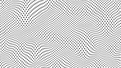 Abstract Black and White Deformed Surface Grid - 3D Rendering