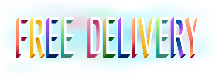 Colorful illustration of "Free delivery" text