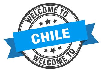 Obraz premium Chile stamp. welcome to Chile blue sign