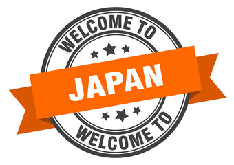 Japan stamp. welcome to Japan orange sign
