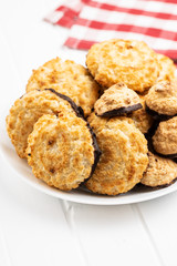 Coconut cookies with chocolate.