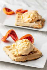 ice cream on a waffle