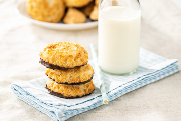 Coconut cookies with chocolate.