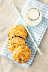 Coconut cookies with chocolate.