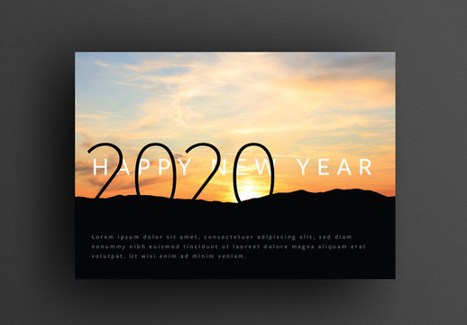 Happy New Year's Card Layout with Sunrise Image