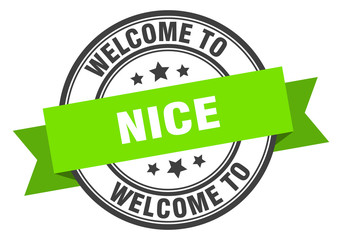 Nice stamp. welcome to Nice green sign
