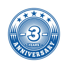 3 years logo. Three years anniversary celebration logo design. Vector and illustration.