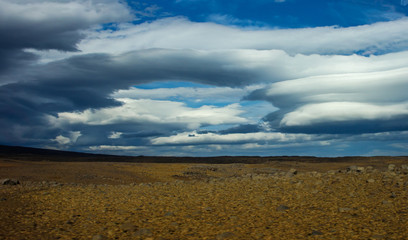 dramatic clouds over hinterland, Reykjavik, iceland