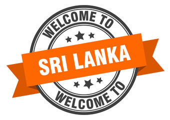 Fototapeta premium Sri Lanka stamp. welcome to Sri Lanka orange sign
