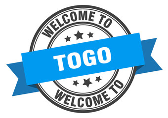 Togo stamp. welcome to Togo blue sign