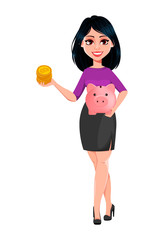 Young beautiful business woman with dark hair