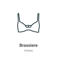 Brassiere outline vector icon. Thin line black brassiere icon, flat vector simple element illustration from editable clothes concept isolated on white background