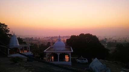 Obraz premium sunset in city