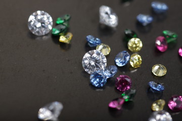 Close up shot of beautiful color crystal zirconia diamond beads for jewelry 