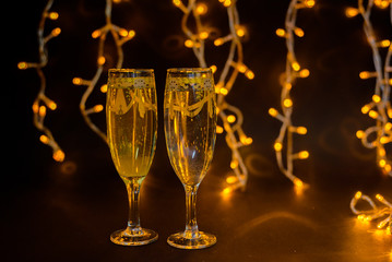 New Year celebration champaine an lights