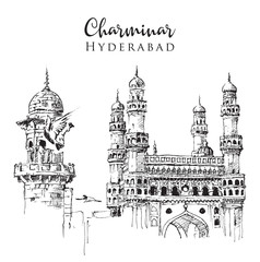 Drawing sketch illustration of Charminar