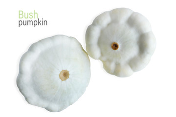 Three bush pumpkin isolated on a white background. Healthy vegetables close-up
