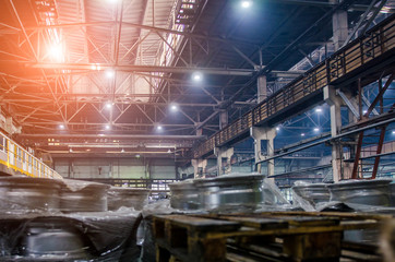 Production workshop with special equipment. Production of the alloy wheels