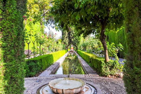 Generalife Gardens In Alhambra, Granada, Spain