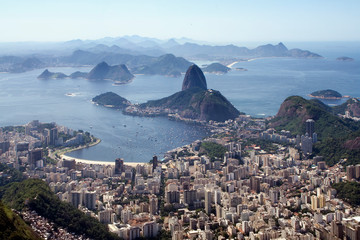 Sugar Loaf - Pao de Acucar. View from Corcovado Mountain, including Botafogo.