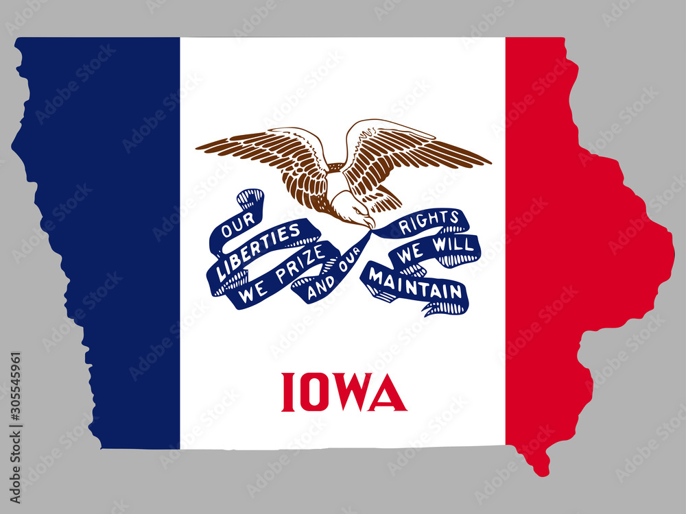 Wall mural map flag of the u.s. state of iowa vector