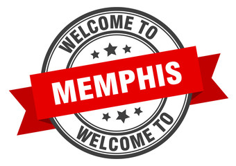 Memphis stamp. welcome to Memphis red sign