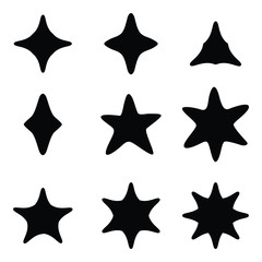 Vector illustration of symmetric and asymmetric star set