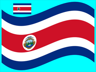 Wave Costa Rica Flag Vector
