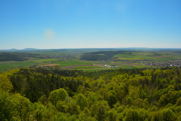 Green landscape from above, in the Rhön, Germany