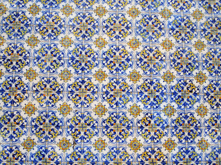 Hong Kong, China - July 3 2012: Portuguese inspired blue tiles seen in Macao