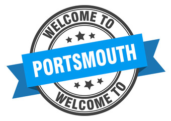 Portsmouth stamp. welcome to Portsmouth blue sign