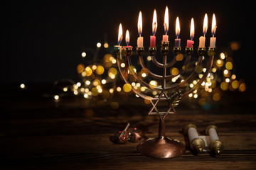 Concept of jewish holiday Hanukkah - obrazy, fototapety, plakaty