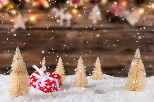 Christmas decoration on wooden background