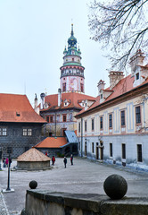 Obraz premium Cesky Krumlov/Czech Republic - November 24 2019: Cesky Krumlov Castle is famous destination and UNESCO listed site in Czech Republic 