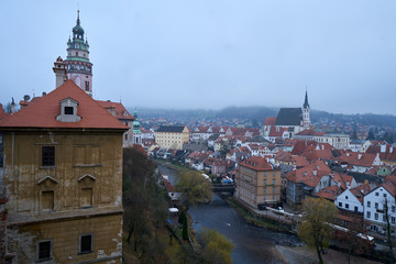 Obraz premium Aerial/Panorama view of historical centre of Cesky Krumlov 
